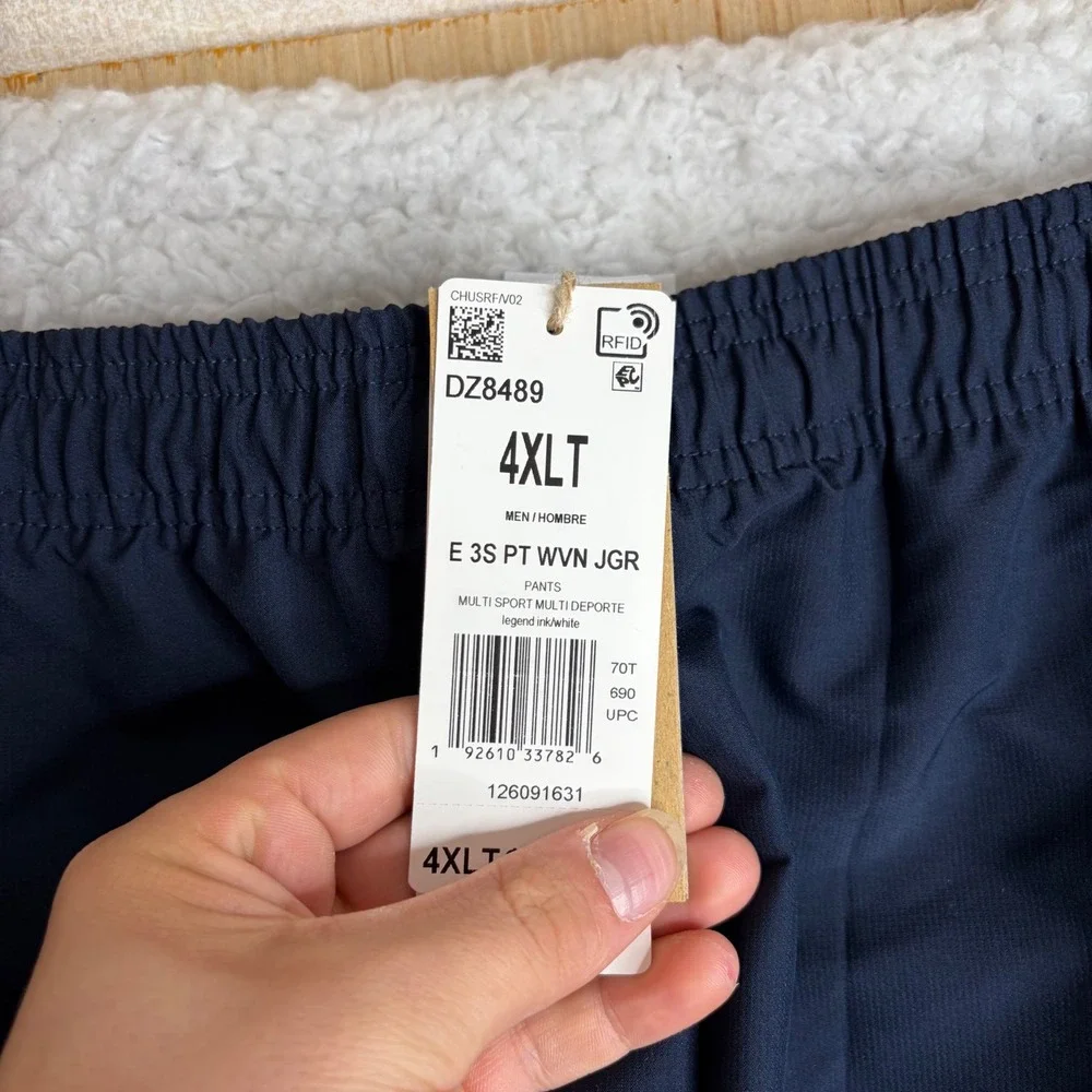 NEW Adidas Essentials 3-Stripes Woven Joggers Navy Blue 4XLT DZ8489 Mens Tall